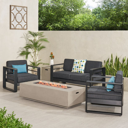 Gadd Outdoor Aluminum 4 Seater Chat Set with Fire Pit
