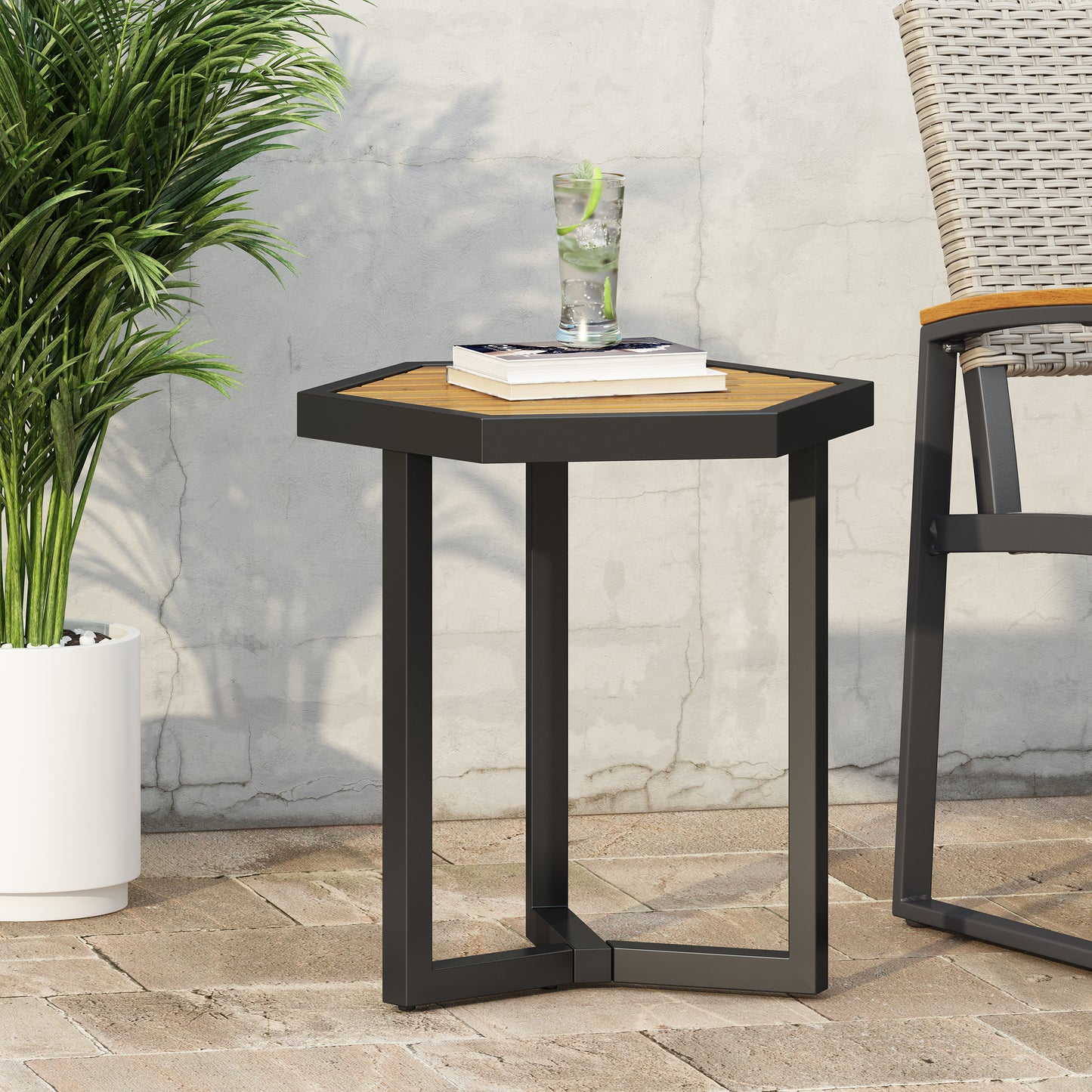 Taos Outdoor Acacia Wood Side Table