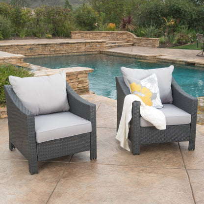 Cortez Outdoor Wicker Club Chair w/ Water Resistant Cushions (Set of 2)
