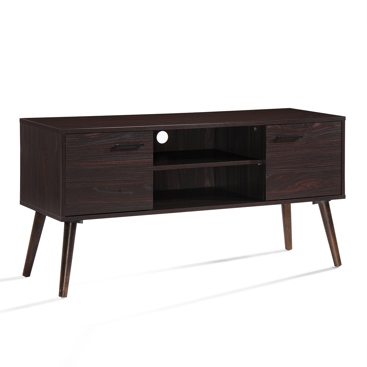 Amal Mid Century Modern 2 Cabinets & Shelves TV Stand