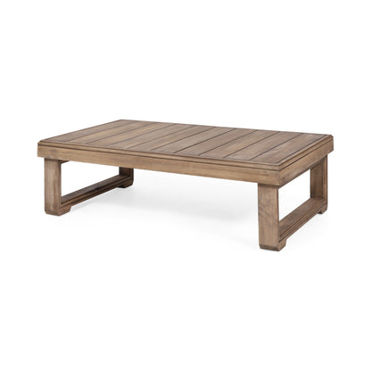 Andrae Outdoor Acacia Wood Loveseat Set with Coffee Table