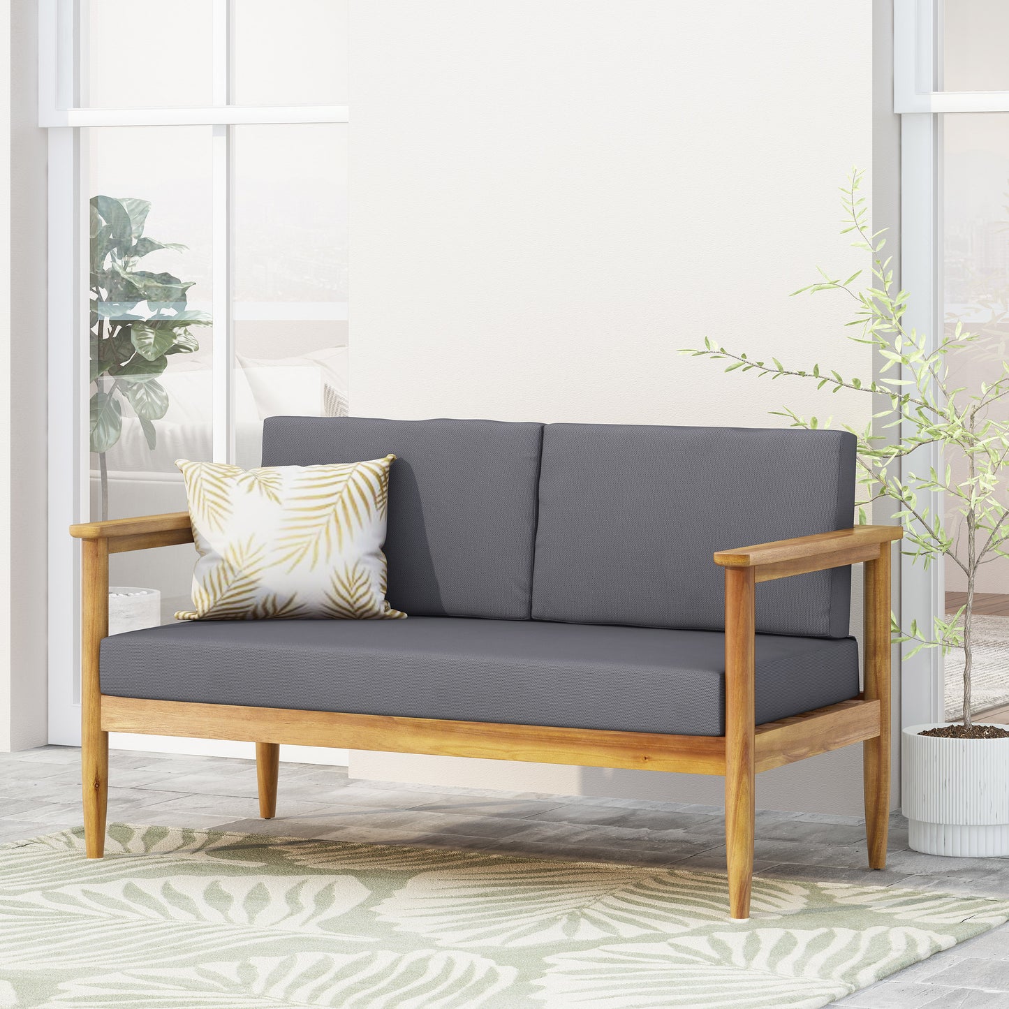 Plumb Outdoor Acacia Wood Loveseat