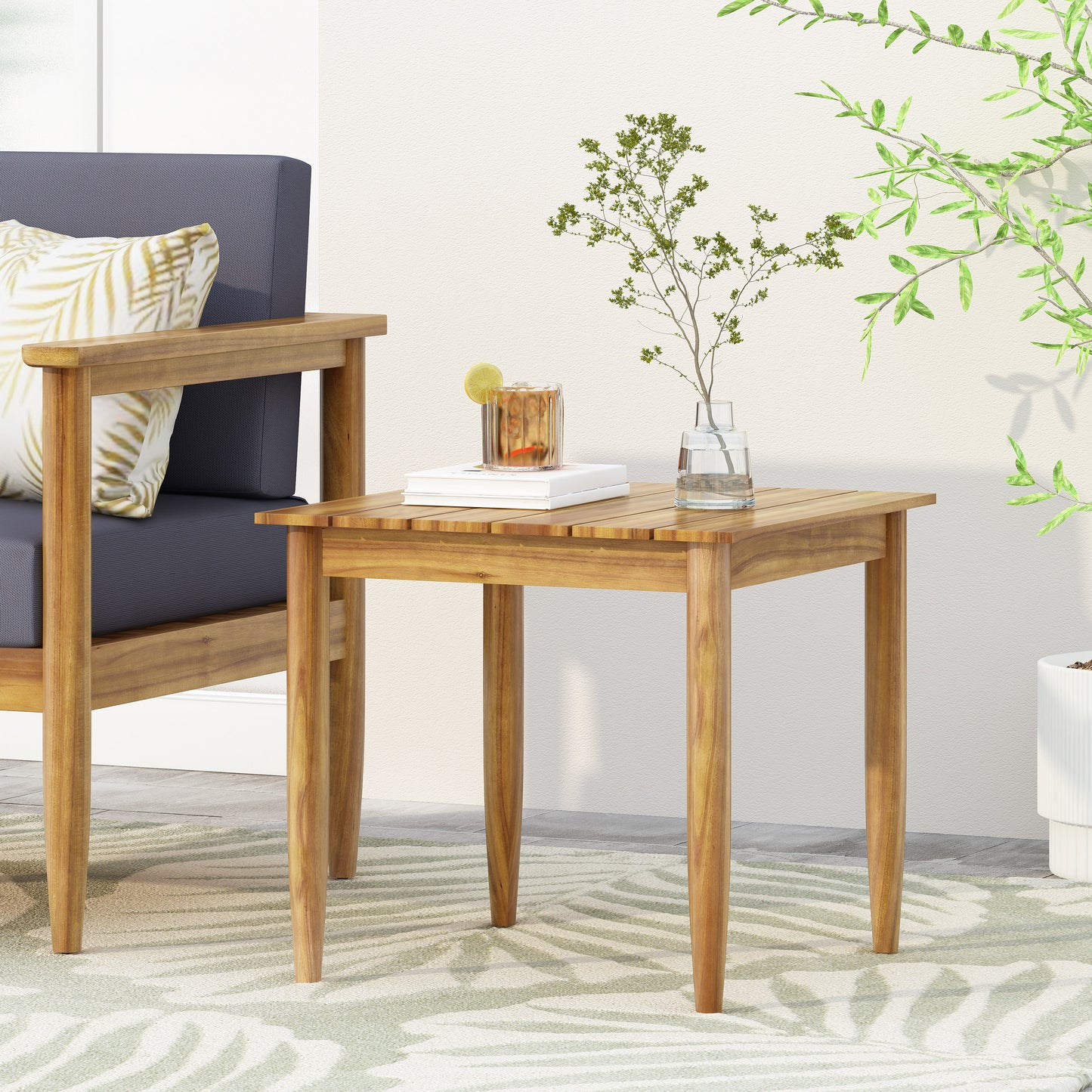 Plumb Outdoor Acacia Wood Side Table