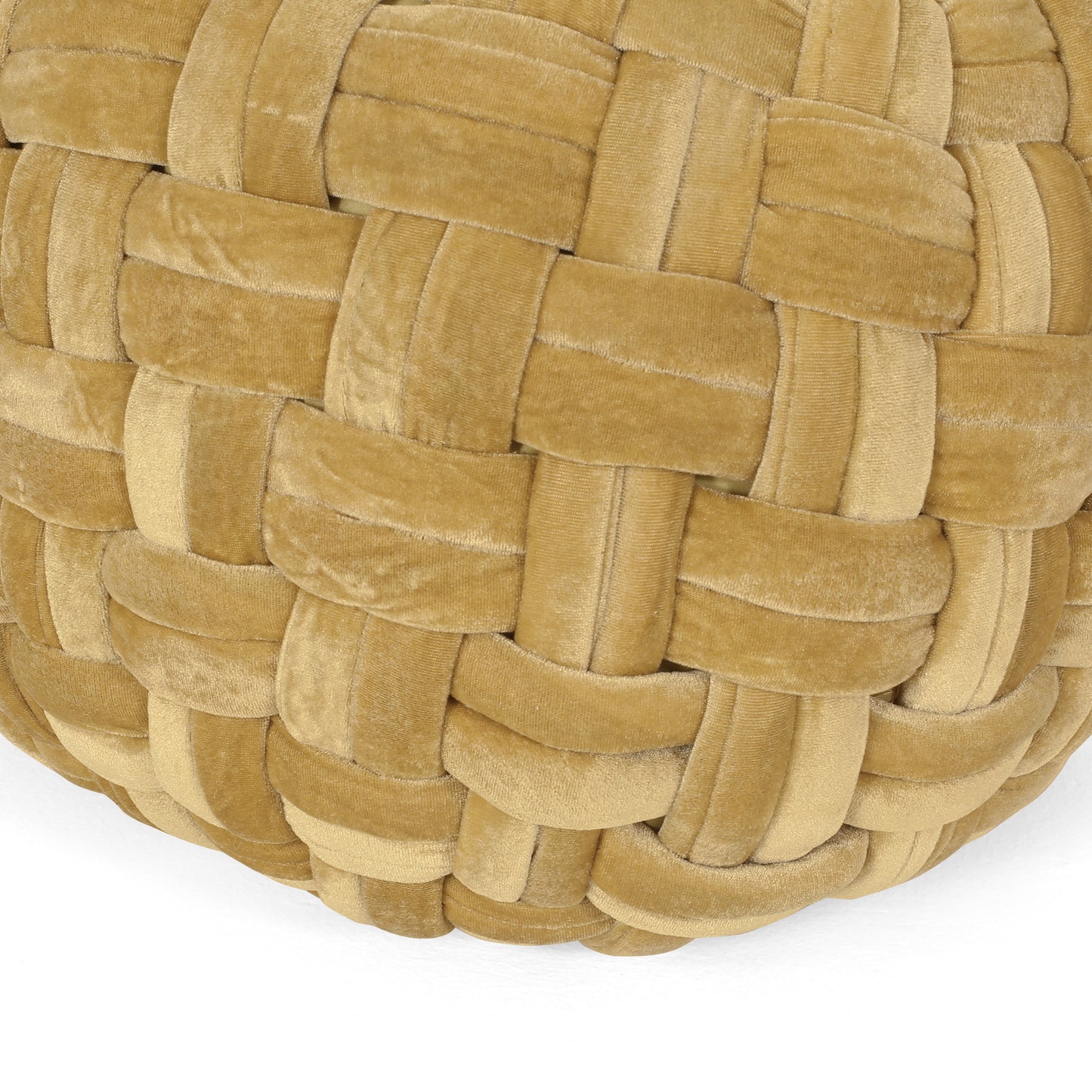 Colerain Modern Glam Handcrafted Cable Weave Velvet Round Pouf
