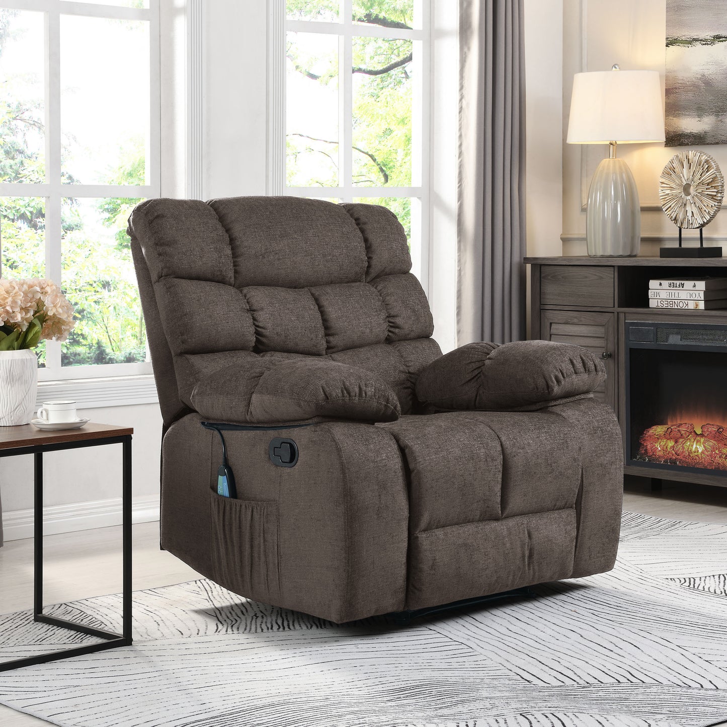 Conyers Contemporary Pillow Tufted Massage Recliner