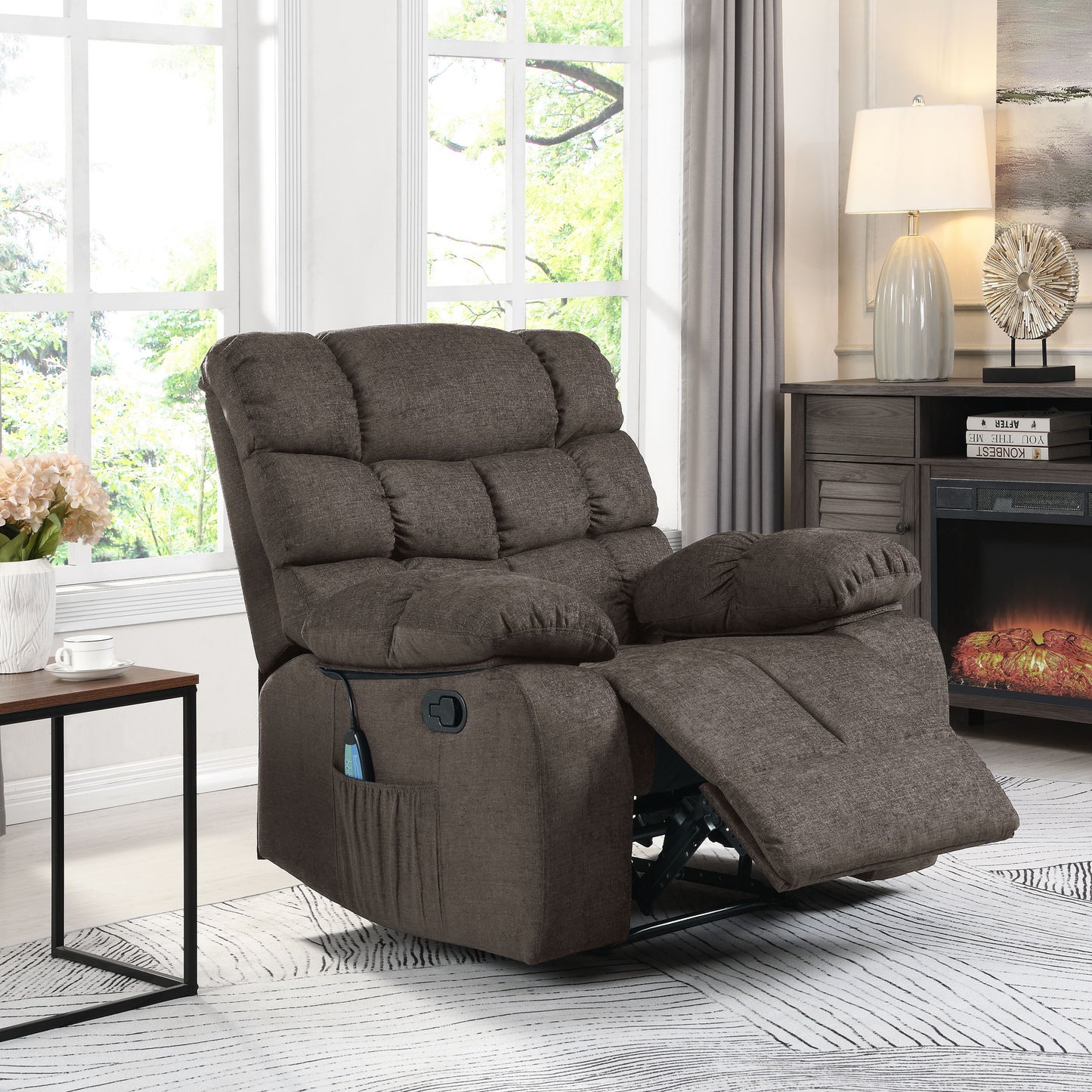 Conyers Contemporary Pillow Tufted Massage Recliner