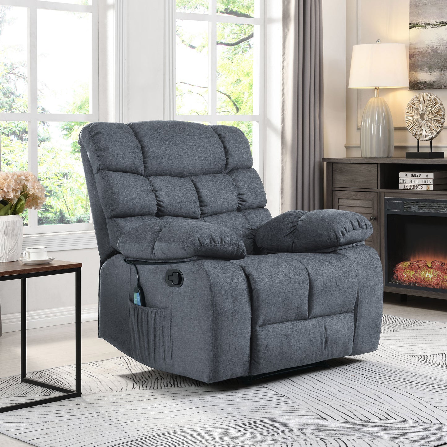 Conyers Contemporary Pillow Tufted Massage Recliner