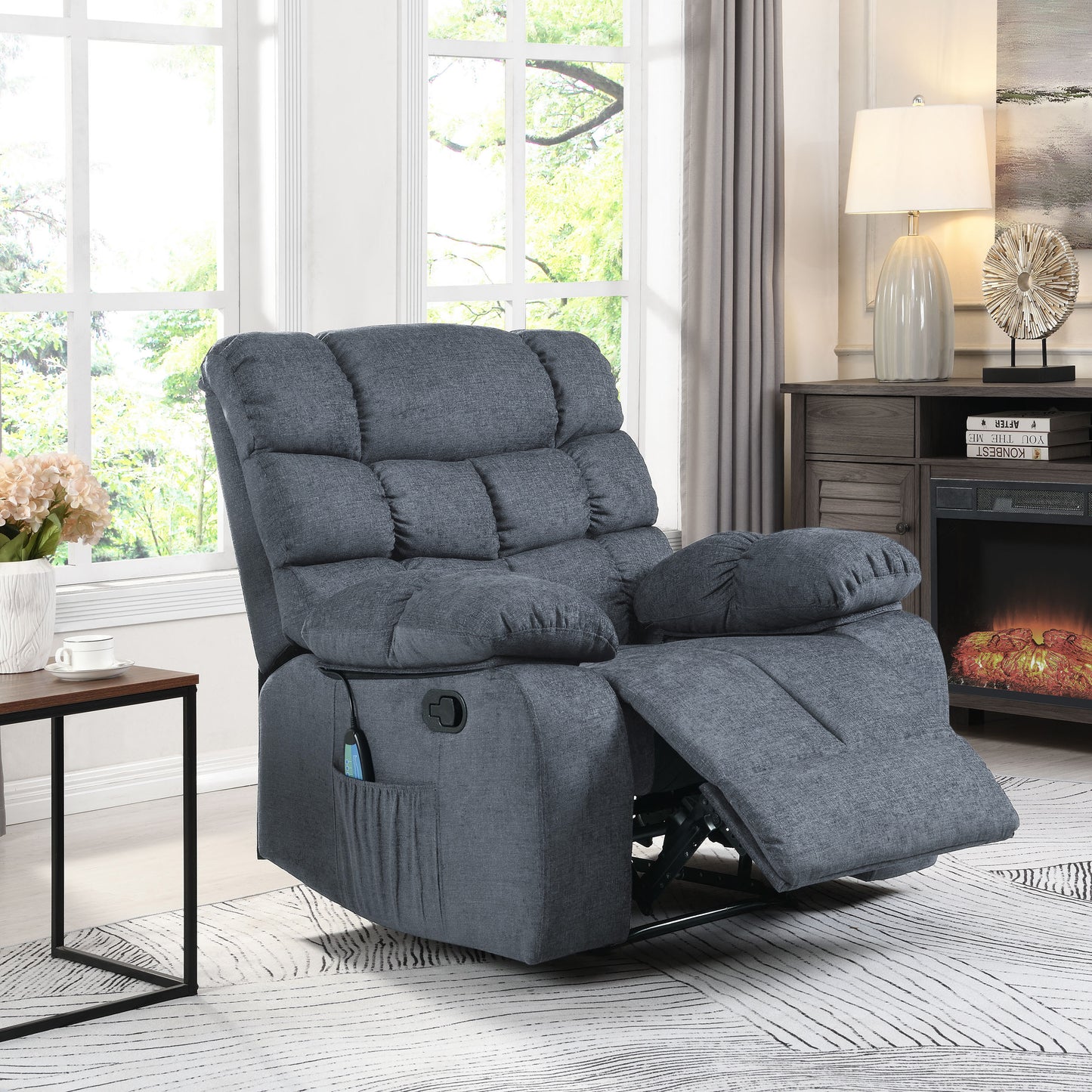 Conyers Contemporary Pillow Tufted Massage Recliner