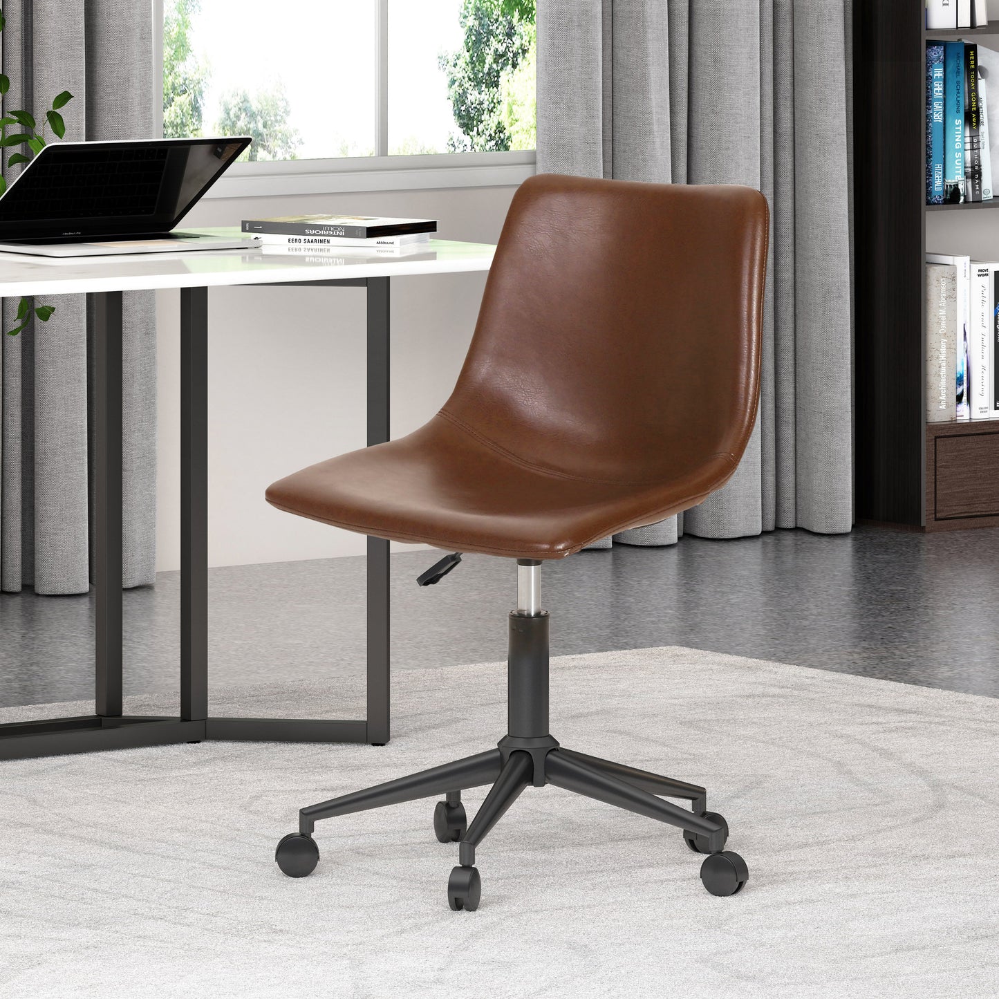 Enger Contemporary Upholstered Swivel Office Chair with Rolling Casters
