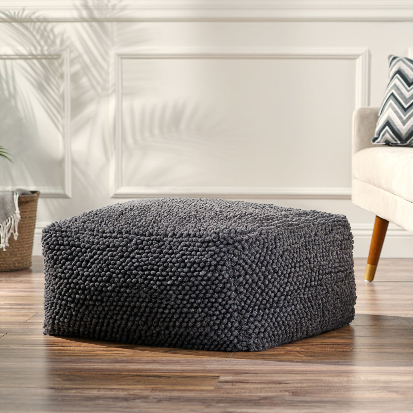 Wilsey Boho Handcrafted Tufted Fabric Square Pouf