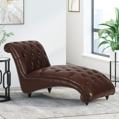 Meigs Varnell Contemporary Button Tufted Chaise Lounge