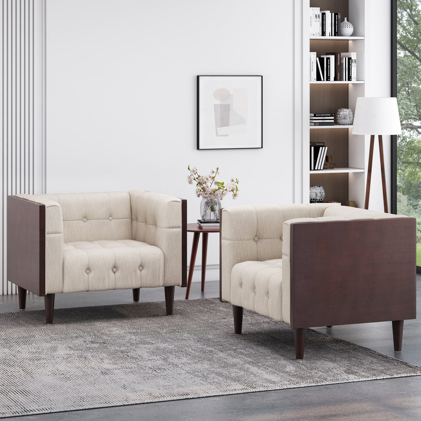 Croton Contemporary Tufted Club Chairs, Set of 2
