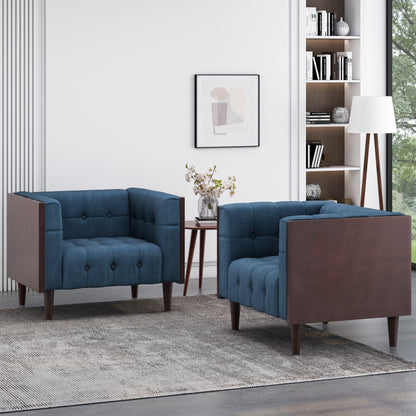Croton Contemporary Tufted Club Chairs, Set of 2