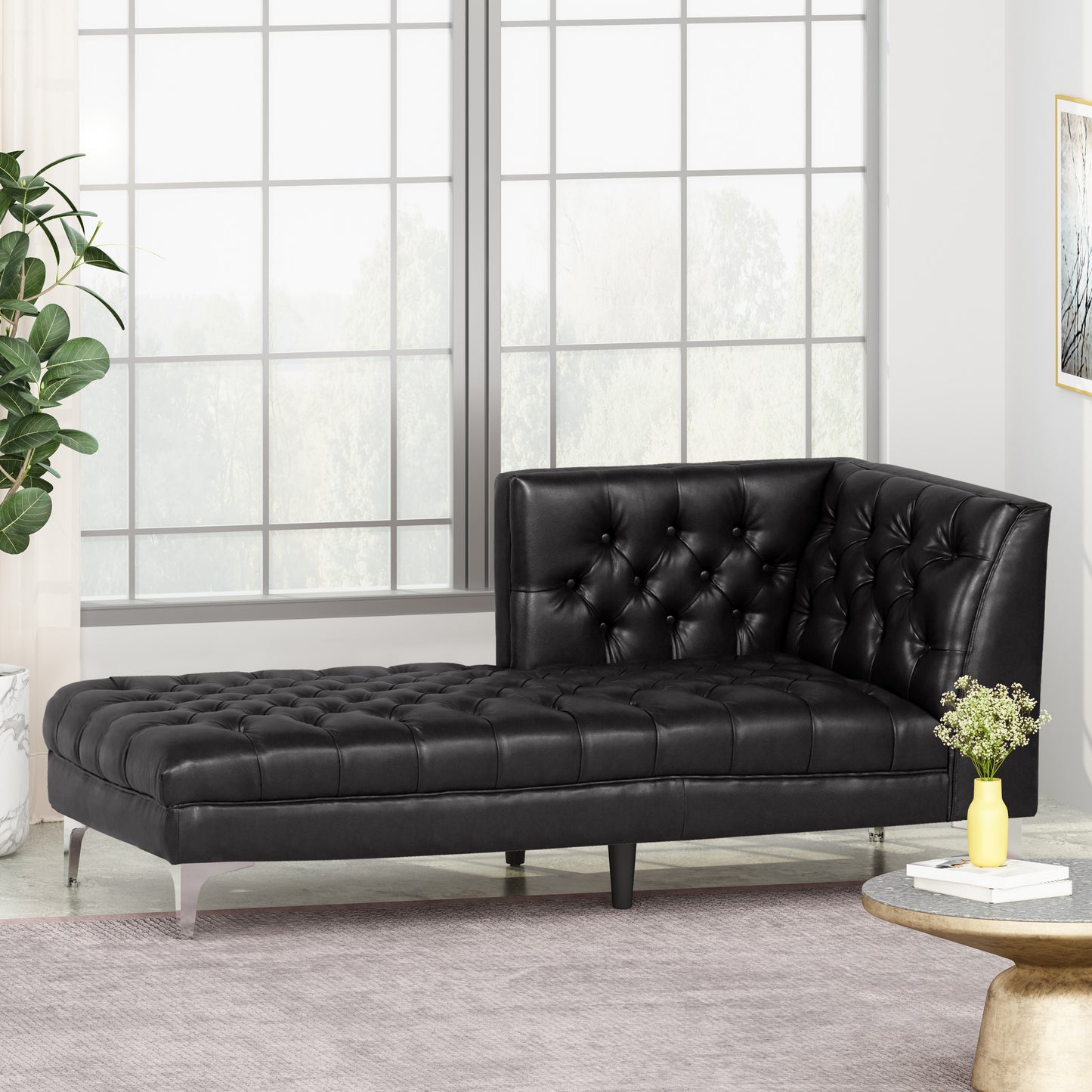 Bluffton Contemporary Tufted One Armed Chaise Lounge