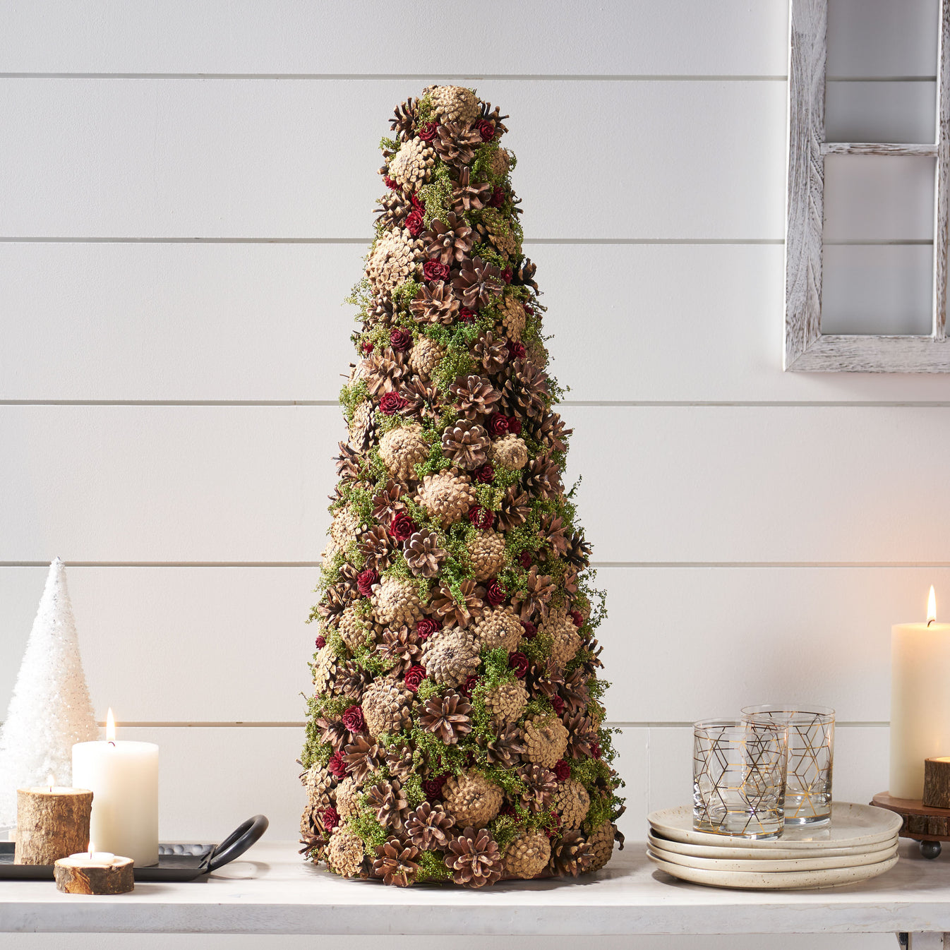 Artificial Pre Decorated Pinecone Tabletop Christmas Tree – Gdfstudio