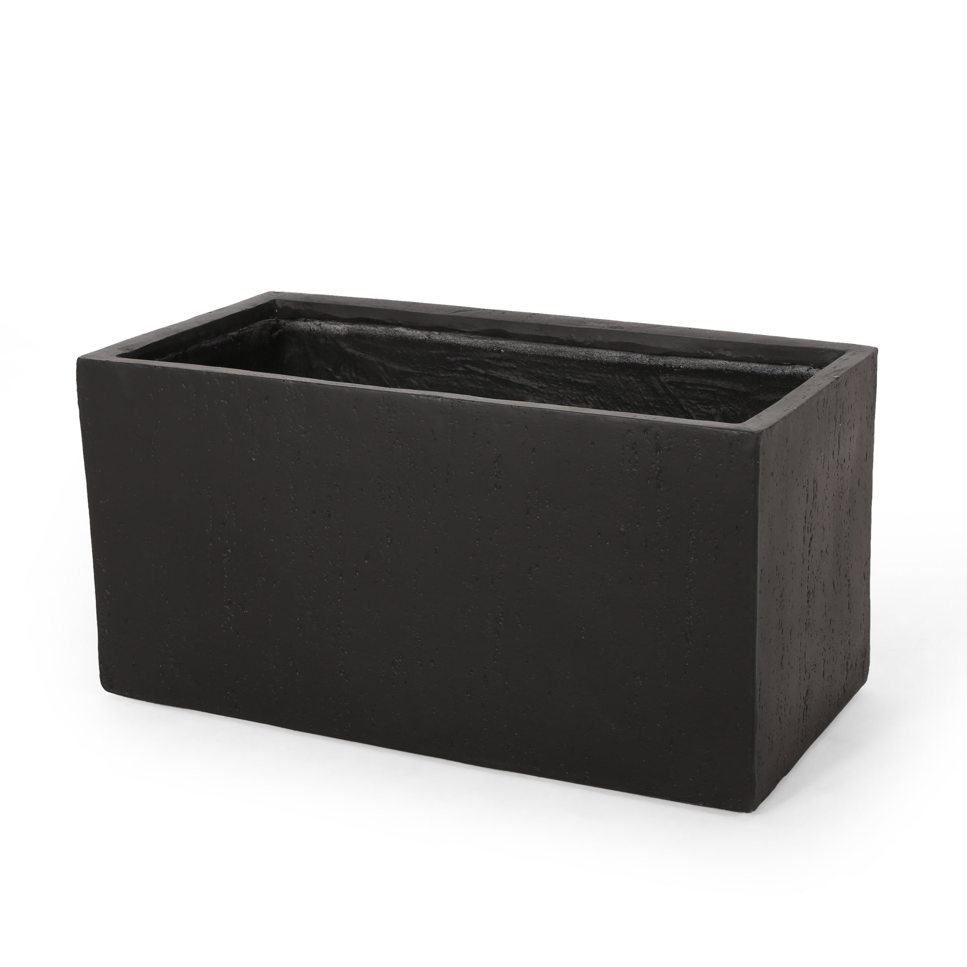 rectangle plant pot outdoor Fardeen Outdoor Modern Cast Stone Rectangular Planter Black / Medium