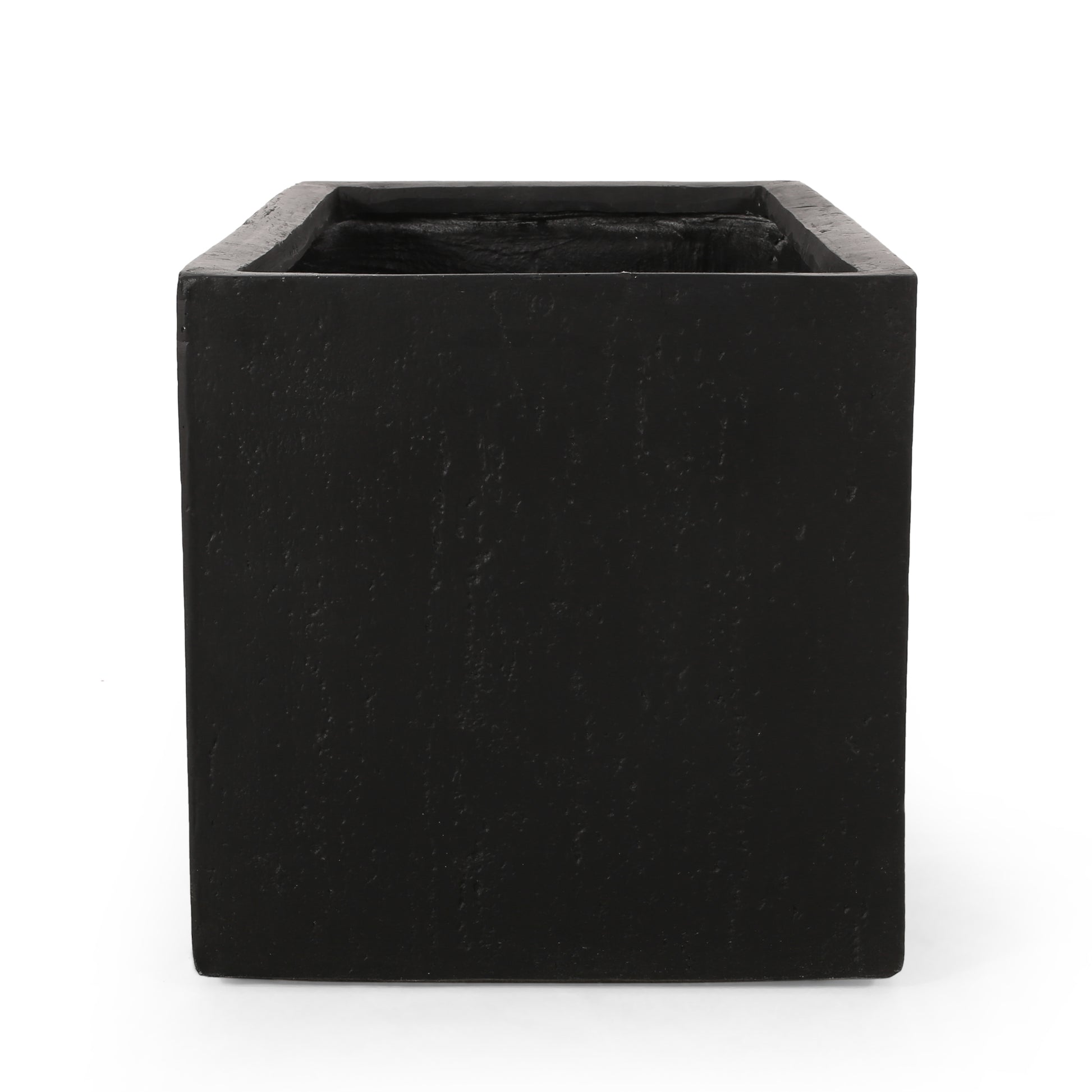 rectangular plant pot Fardeen Outdoor Modern Cast Stone Rectangular Planter Black / Medium