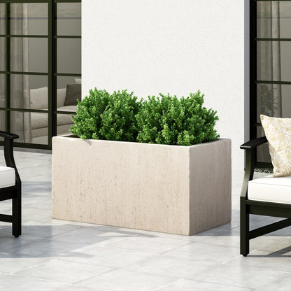 Fardeen Outdoor Modern Cast Stone Rectangular Planter
