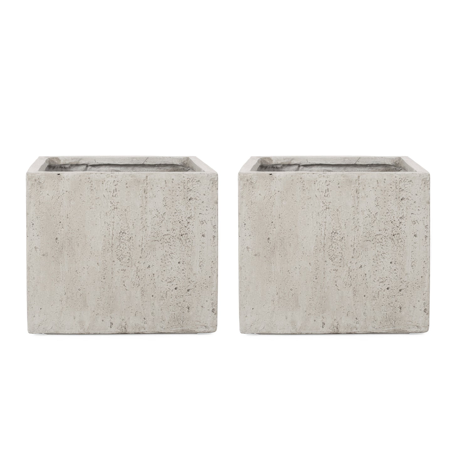 Fardeen Outdoor Modern Cast Stone Square Planters (Set of 2)