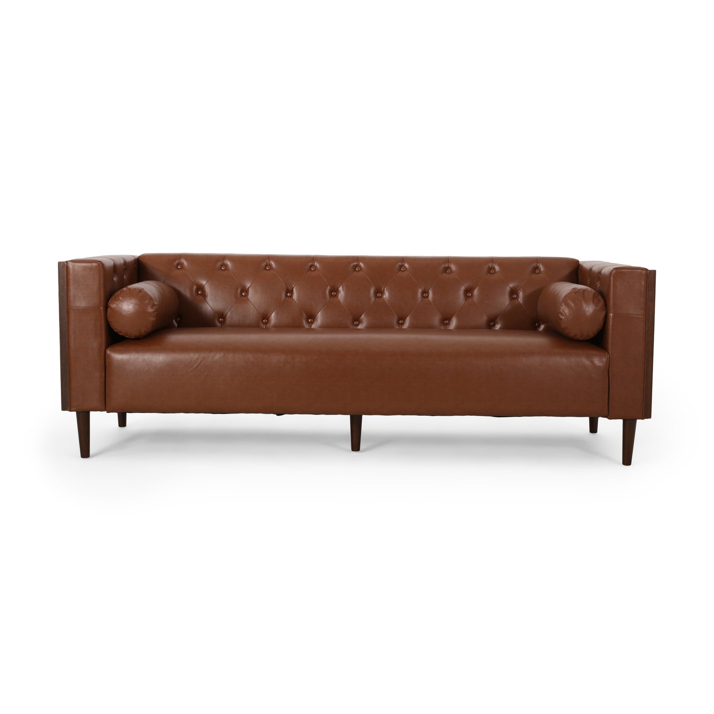 Neilan Contemporary Tufted Deep Seated Sofa with Accent Pillows