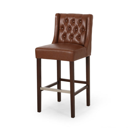 Leeandre Contemporary Wingback Faux Leather Barstools (Set of 2)