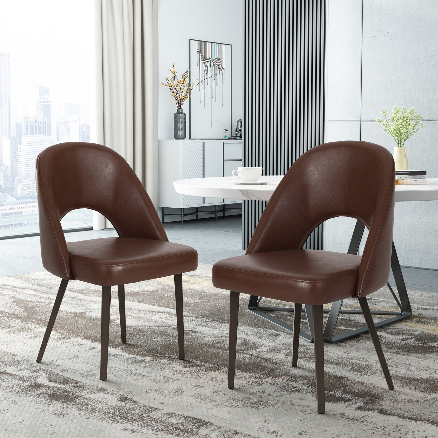 Odum Abbeville Contemporary Open Back Dining Chairs, Set of 2