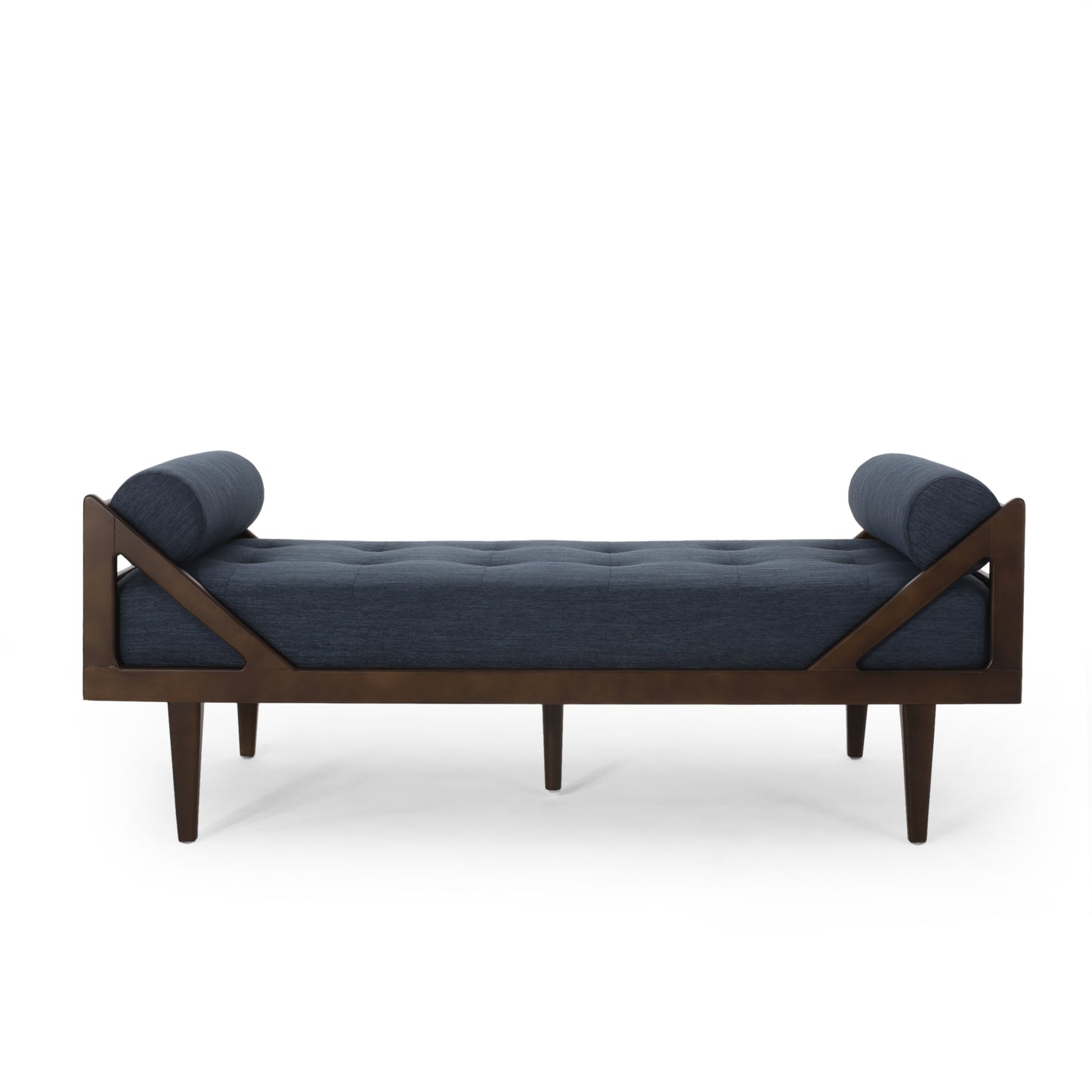 Sumner Contemporary Tufted Chaise Lounge with Rolled Accent Pillows