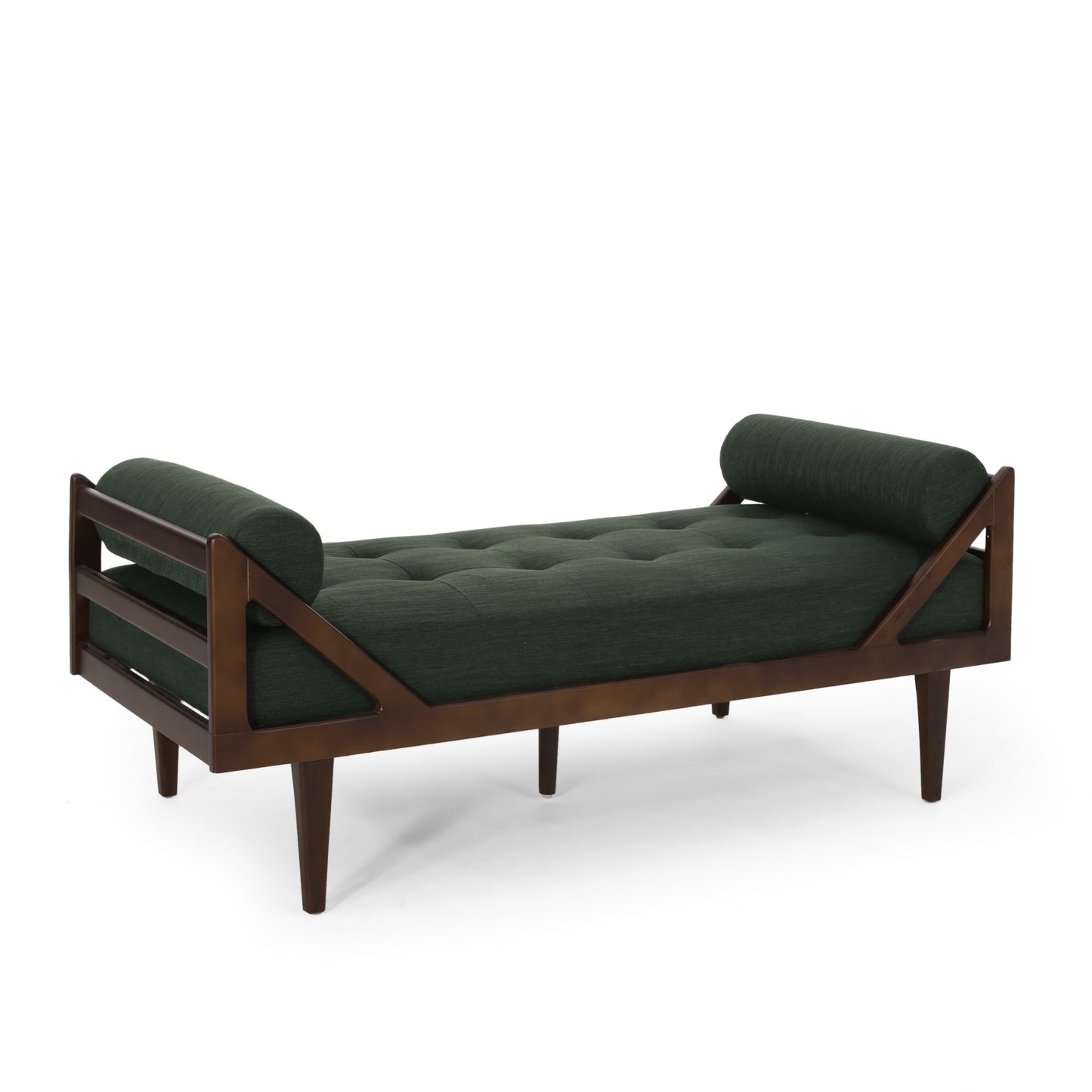 Sumner Contemporary Tufted Chaise Lounge with Rolled Accent Pillows