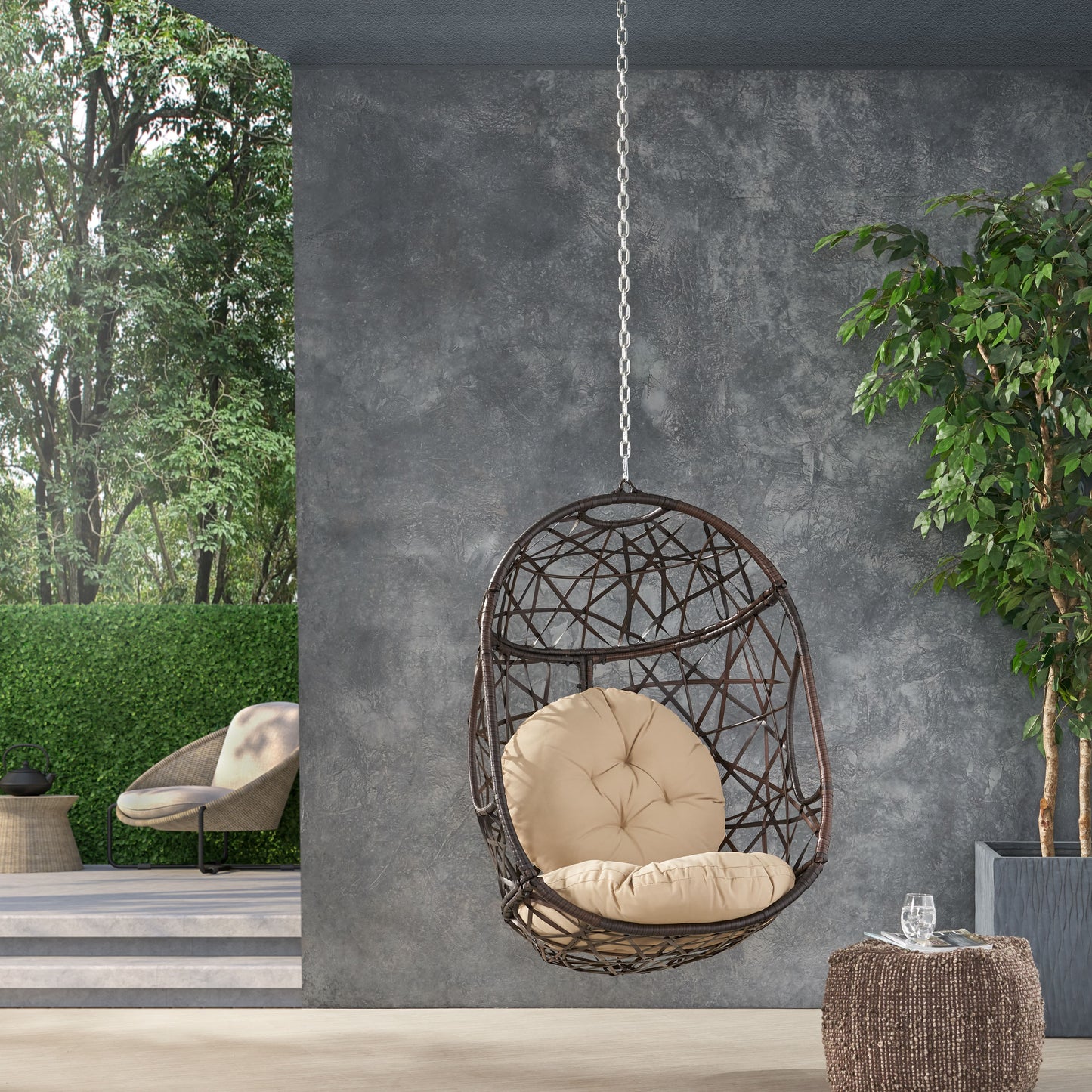 Lannah Indoor/Outdoor Wicker Basket Hanging Chair (NO STAND)