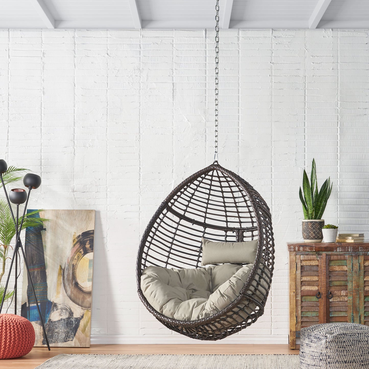 Hempstead Indoor/Outdoor Wicker Hanging Teardrop / Egg Chair (NO STAND)