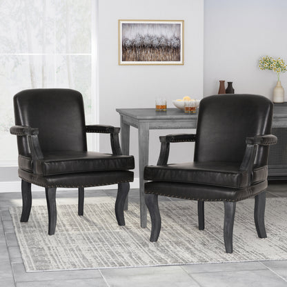 Tim French Country Dining Arm Chair with Nailhead Trim, Set of 2