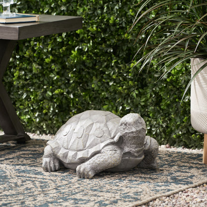 Delphos Outdoor Turtle Garden Statue, Dark Gray