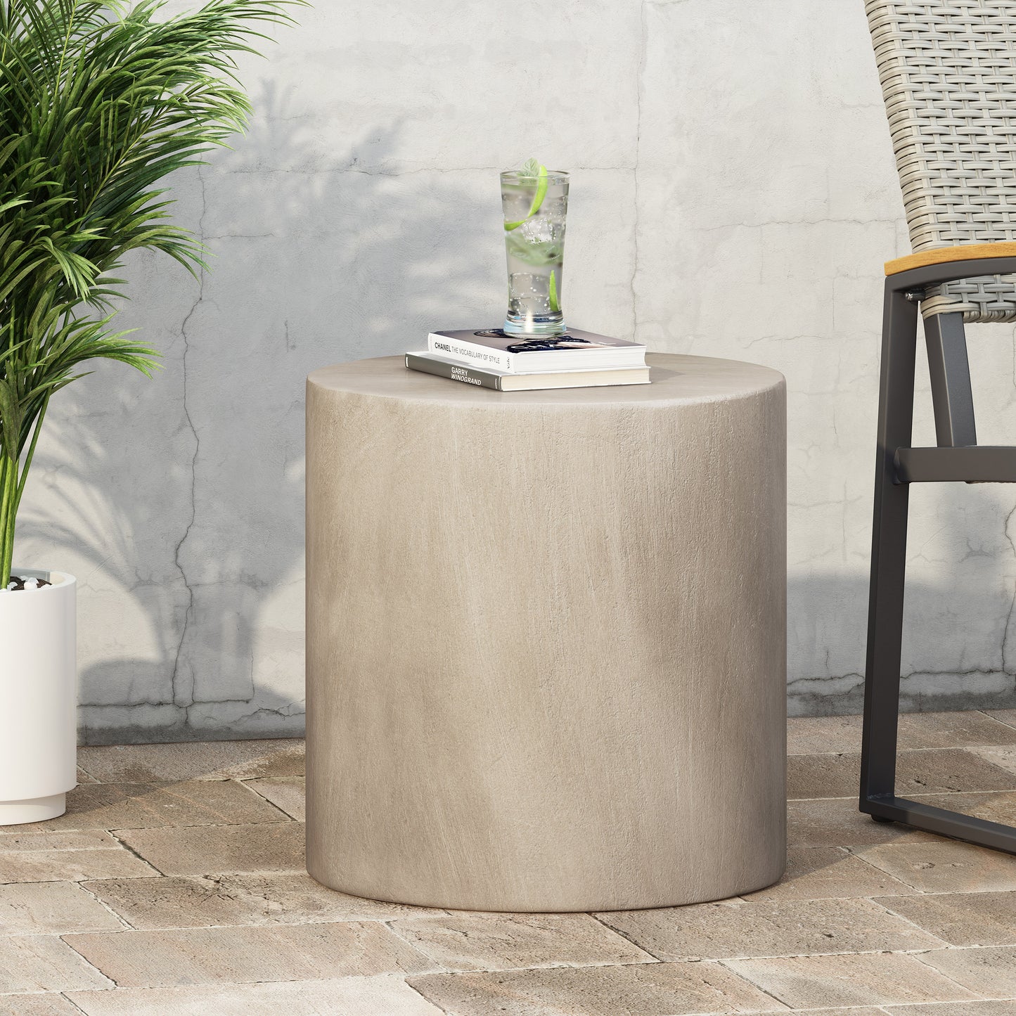 Mekai Outdoor Lightweight Concrete Side Table