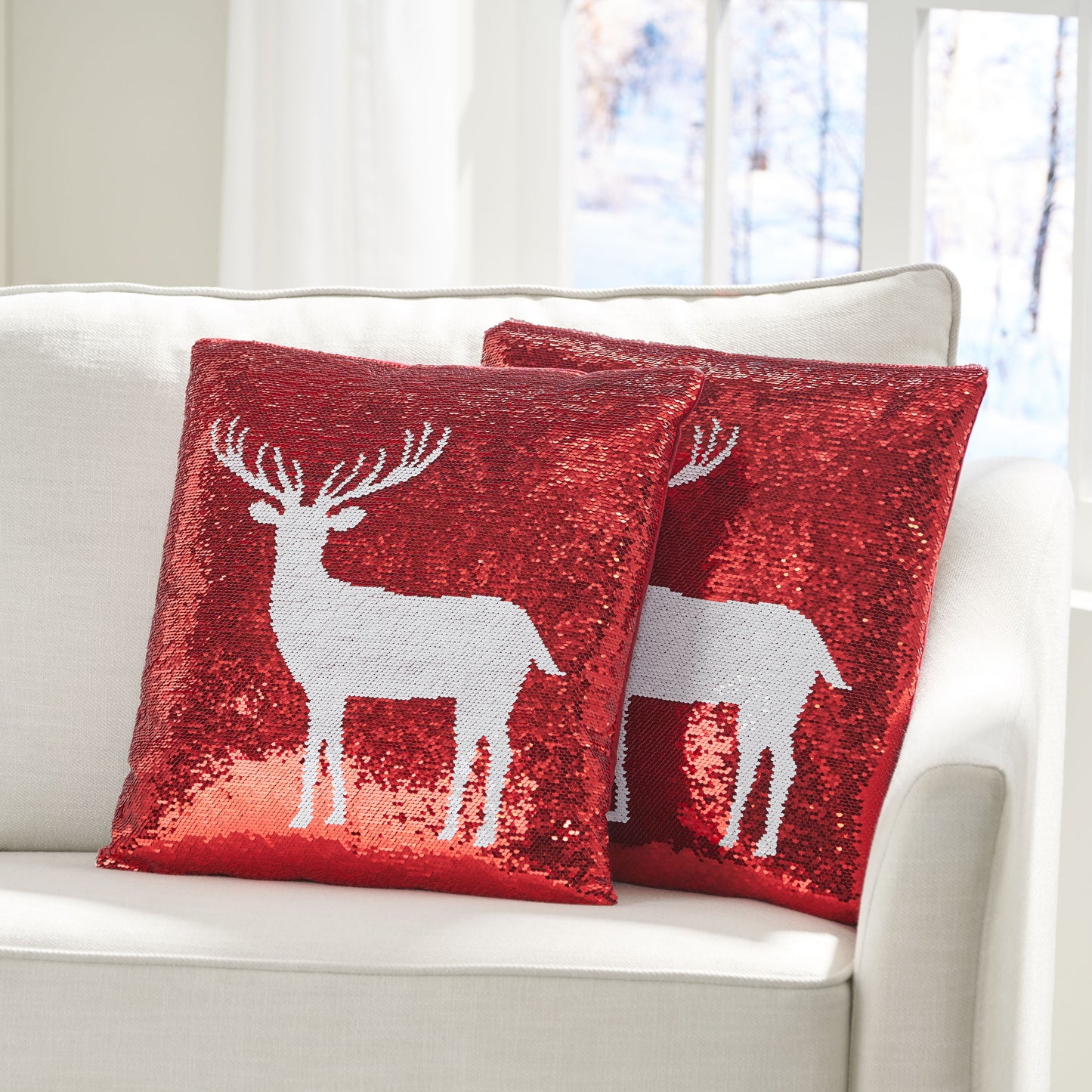 Desota Glam Sequin Christmas Throw Pillow Cover