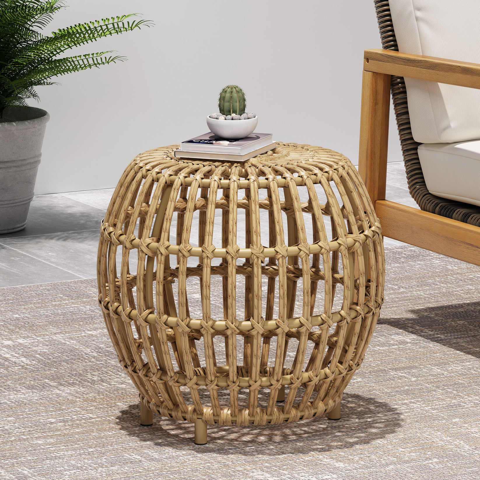 Whitetail Outdoor Boho Wicker Side Table – GDFStudio