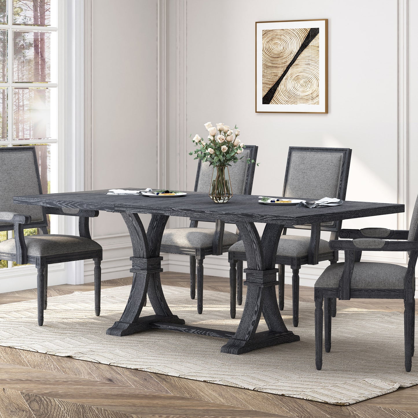 Luoma Rustic Wood Expandable Dining Table
