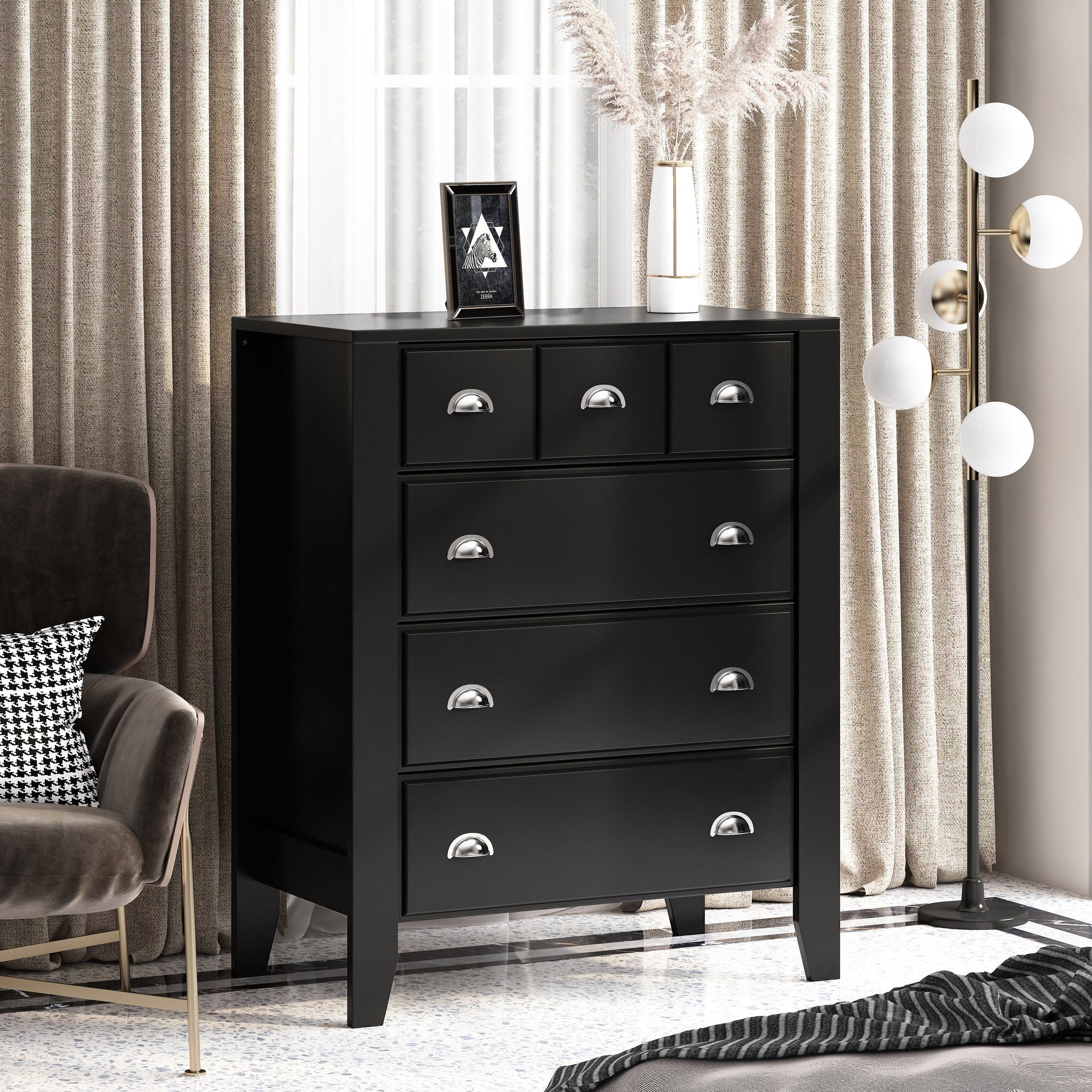 Cleary Contemporary Faux Wood 4 Drawer Dresser GDFStudio Cleary Contemporary Faux Wood 4 Drawer Dresser GDFStudio