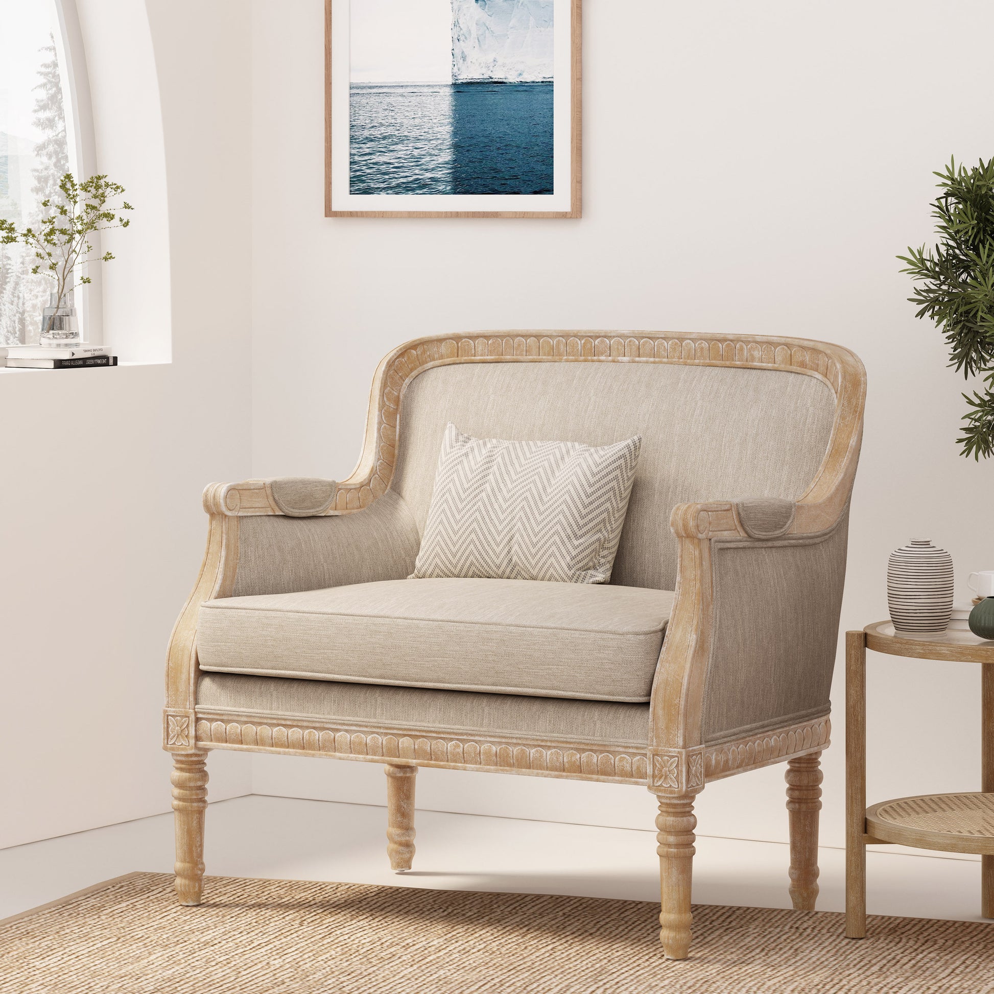 Bennion French Country Fabric Upholstered Club Chair โ GDFStudio