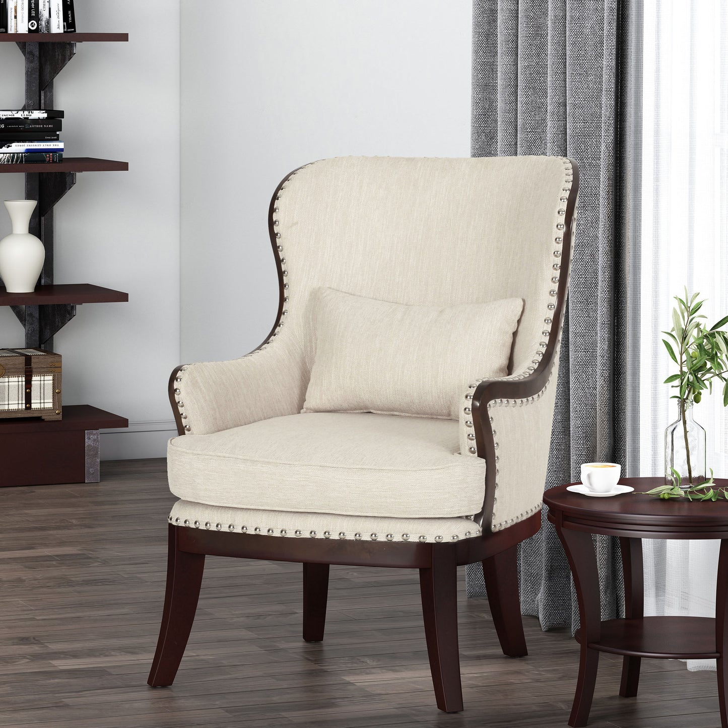 Jett Contemporary Upholstered Accent Chair with Nailhead Trim