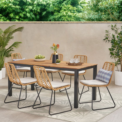 Beaver Bleckley Outdoor 7 Piece Dining Set with Wicker Seating