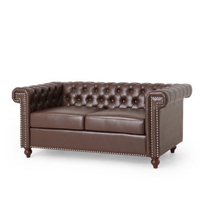 Timber Modern Glam Tufted Loveseat with Nailhead Trim