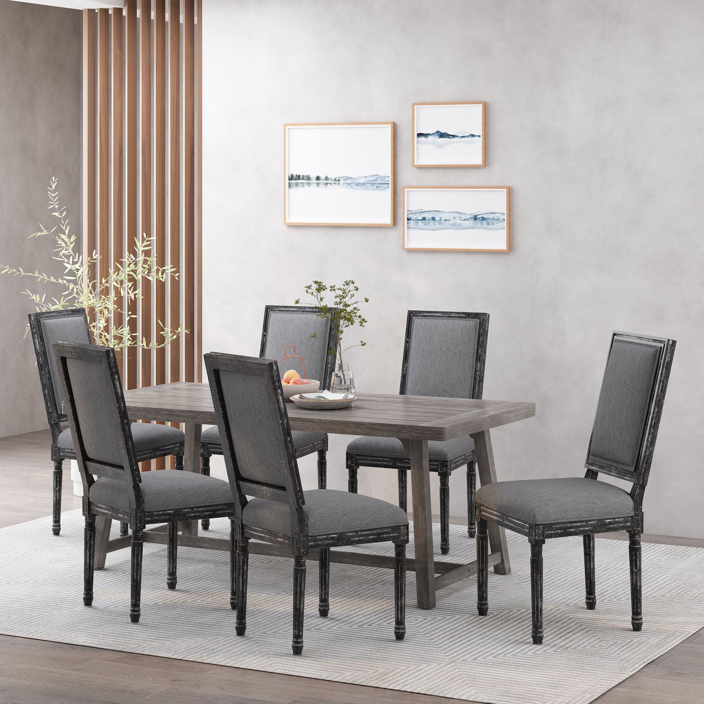 Amy French Country Wood Upholstered Dining Chair (Set of 6)