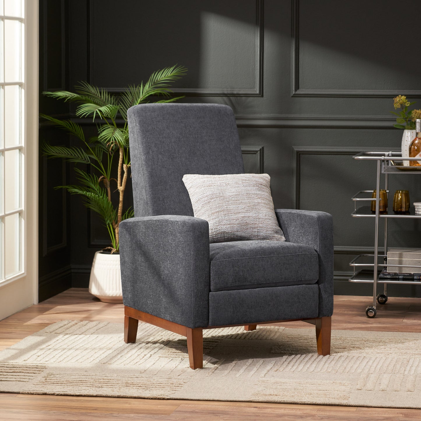Plevna Contemporary Fabric Upholstered Pushback Recliner