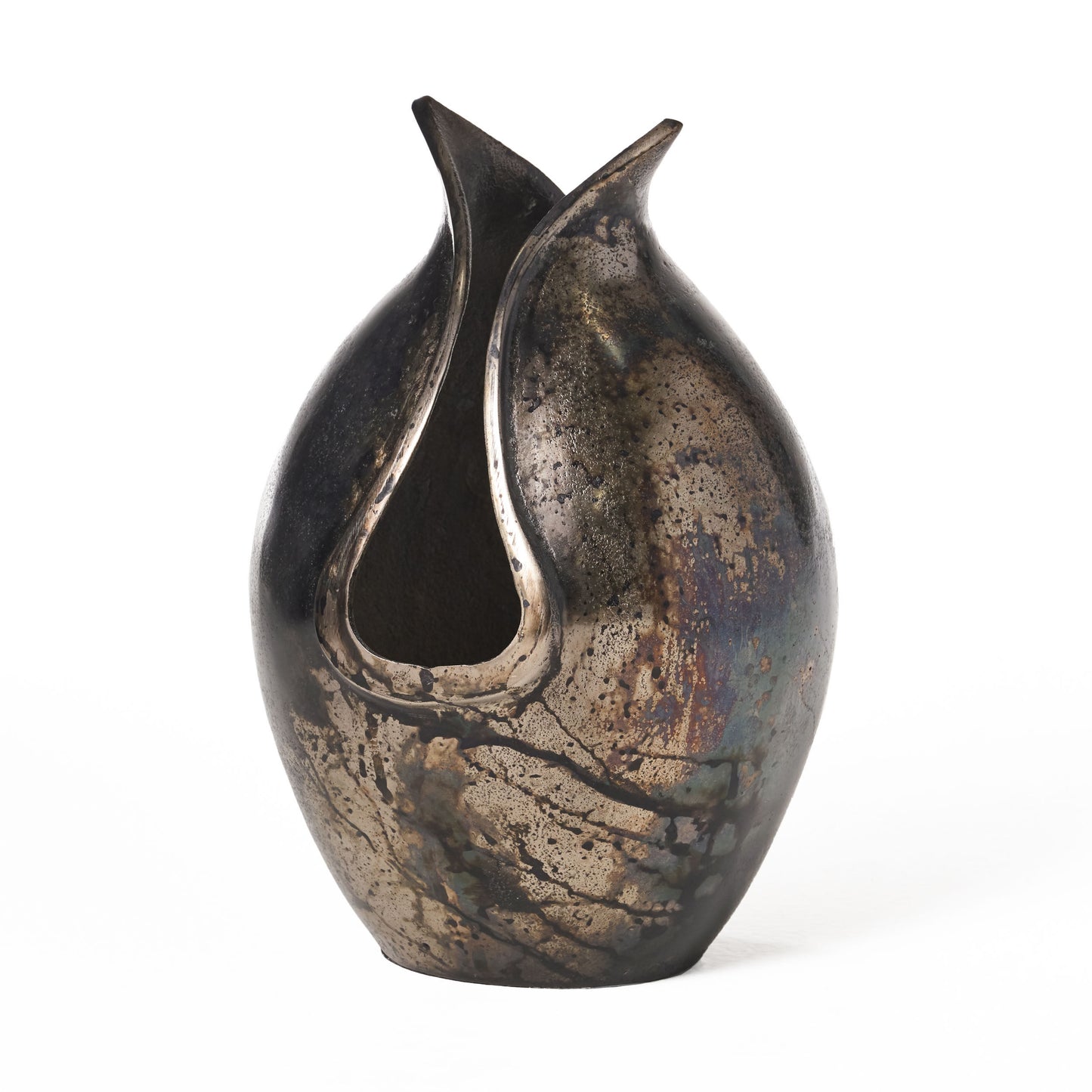Thiago Handcrafted Aluminum Decorative Vase, Charcoal