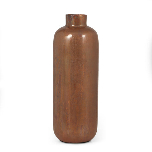 Schramling Handcrafted Aluminum Bottle Vase, Burnt Copper