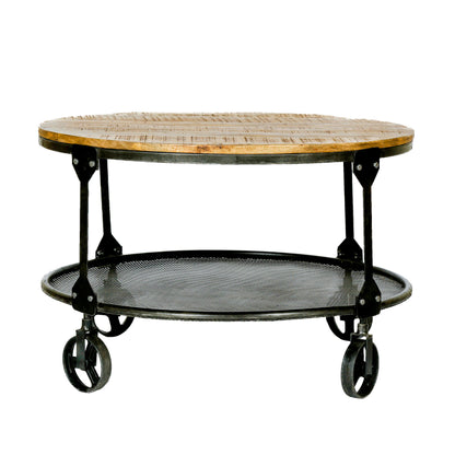 Senia Modern Industrial Handcrafted Mango Wood Coffee Table, Natural and Black