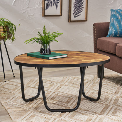 Wiers Modern Industrial Handcrafted Wooden Coffee Table, Natural and Black