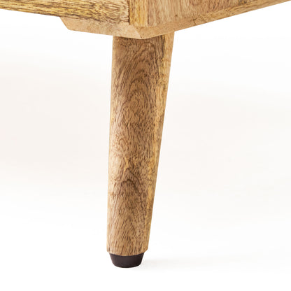 Missoula Boho Handcrafted Mango Wood 3 Drawer Sideboard, Natural and Walnut