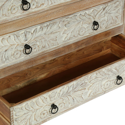 Picardy Boho Handcrafted Acacia Wood 3 Drawer Chest, Natural and White