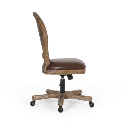 Westby French Country Upholstered Swivel Office Chair